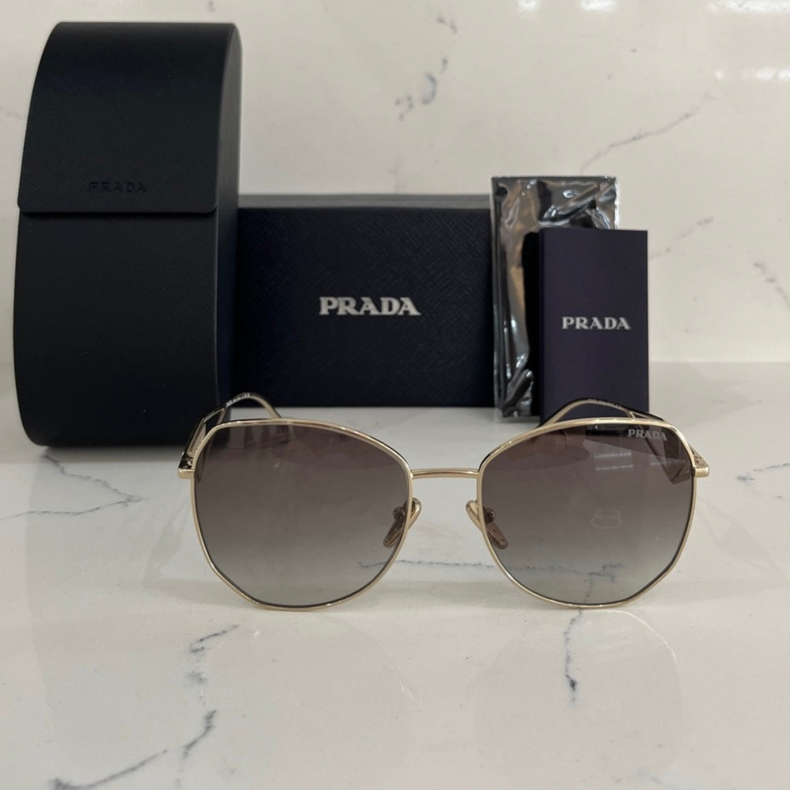 PRADA SPR 57Y Gold Metal Sunglasses