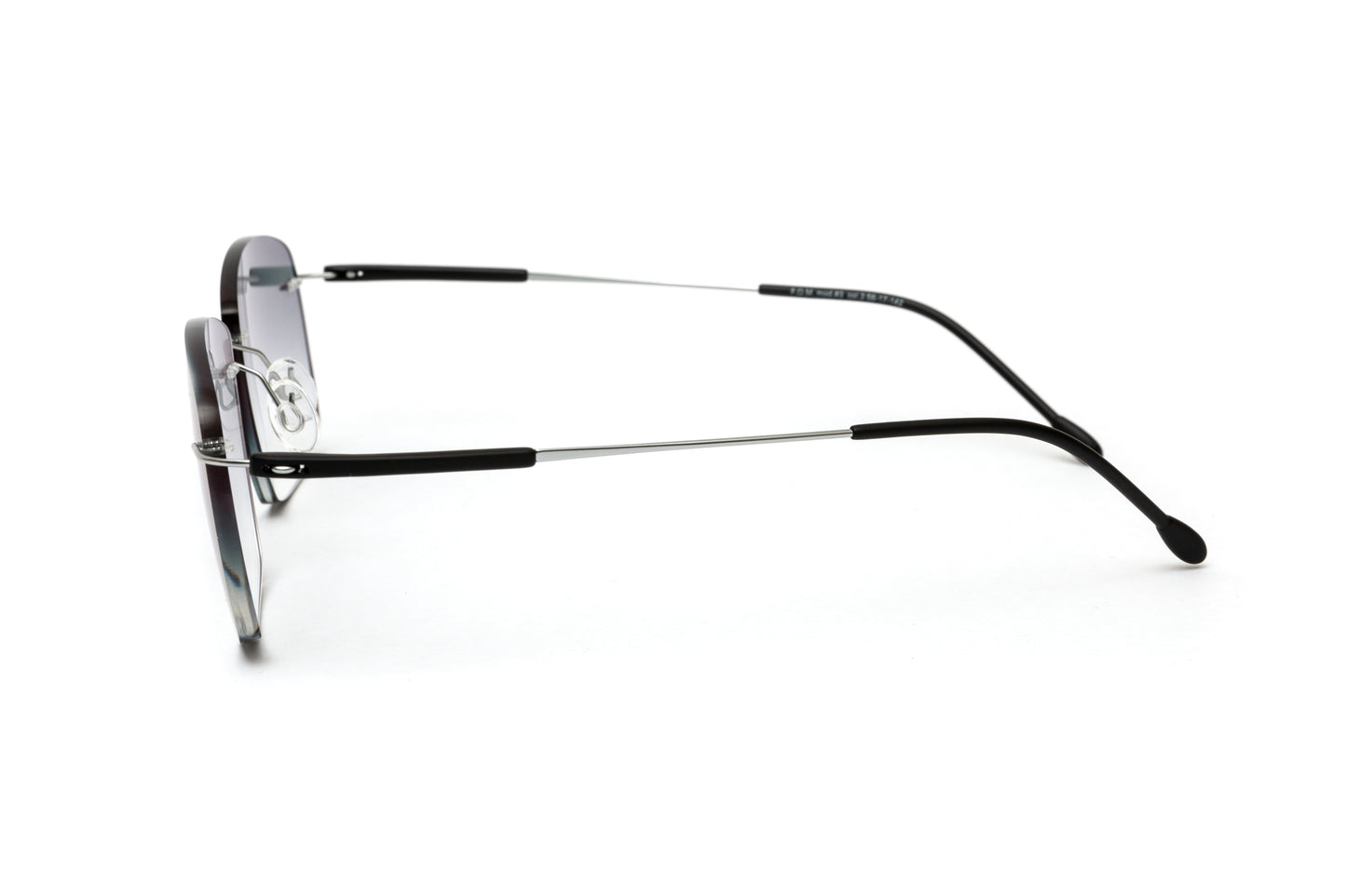 Kent Mod 3 Rimless Silver + Black Titanium / Gradient Grey Anti Glare Sunglasses
