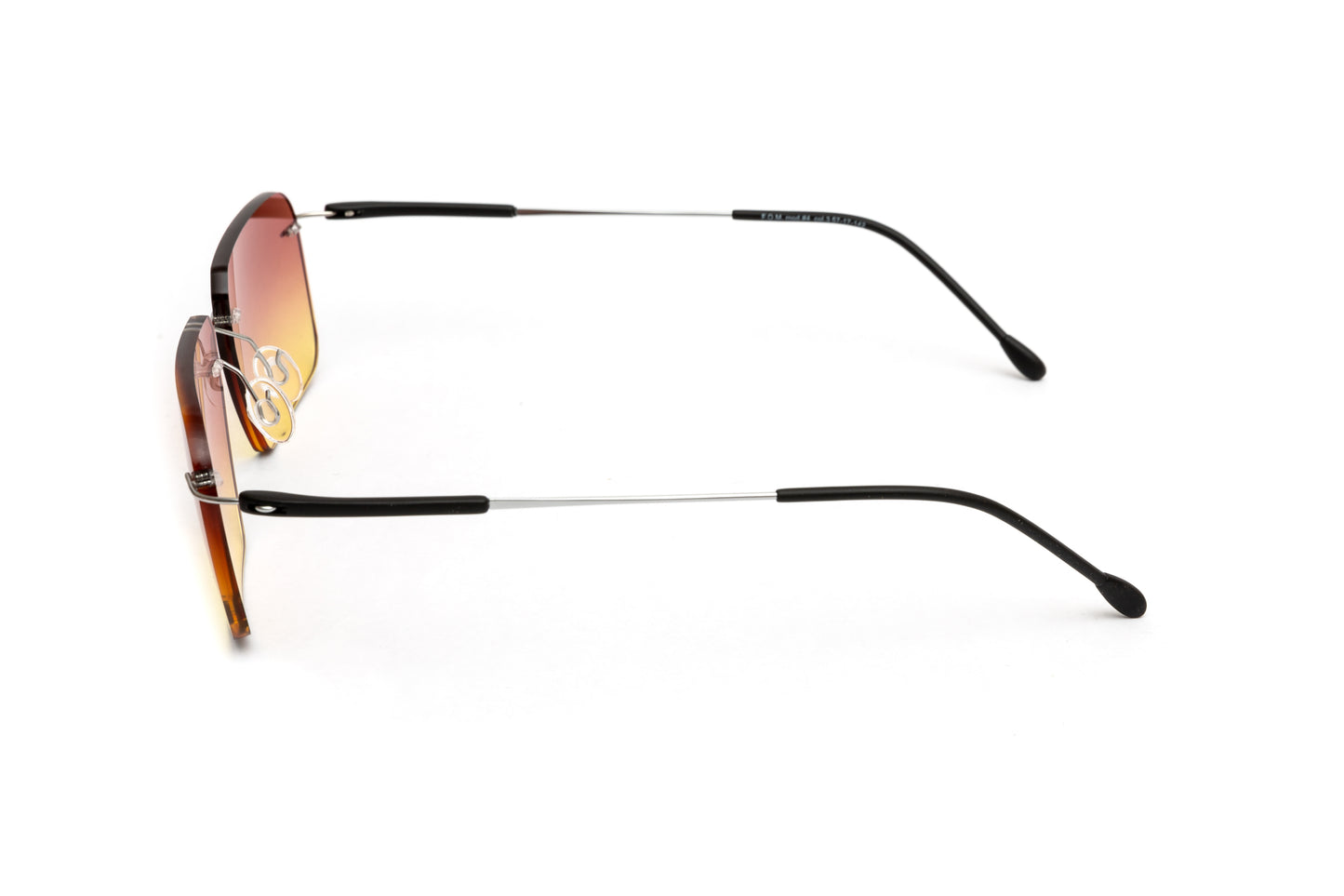 Kent Mod 4 Rimless Silver + Black Titanium / Gradient Brown Yellow Anti Glare Sunglasses