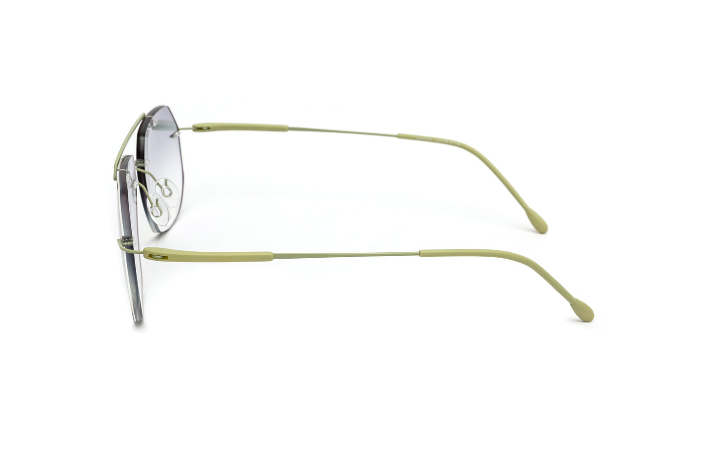 Kent Mod 12 Rimless Matte Green Titanium / Gradient Grey Anti Glare Sunglasses