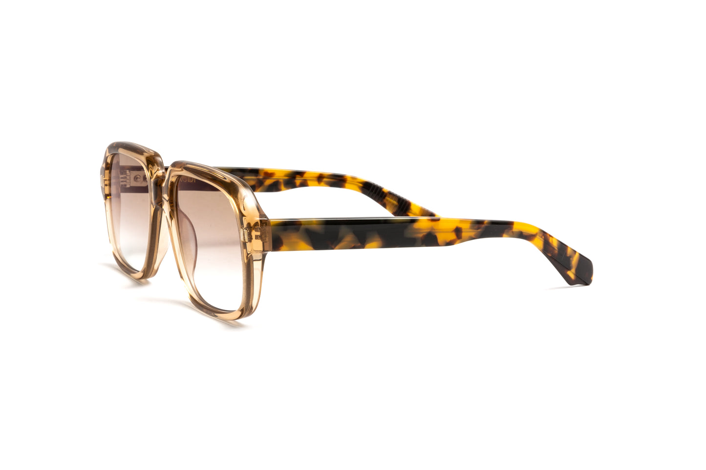 Kubi THE MASTER Transparent Champagne Frame + Havana Acetate Temples / Gradient Brown Anti Glare Sunglasses