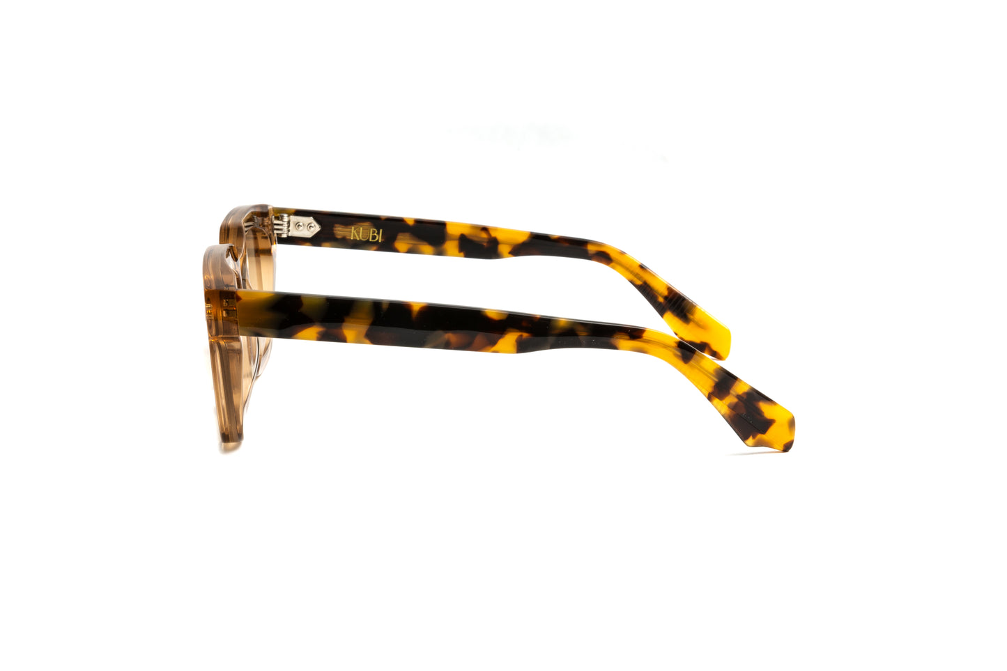 Kubi THE MOMENT Transparent Champagne Frame + Havana Acetate Temples / Gradient Brown Anti Glare Sunglasses