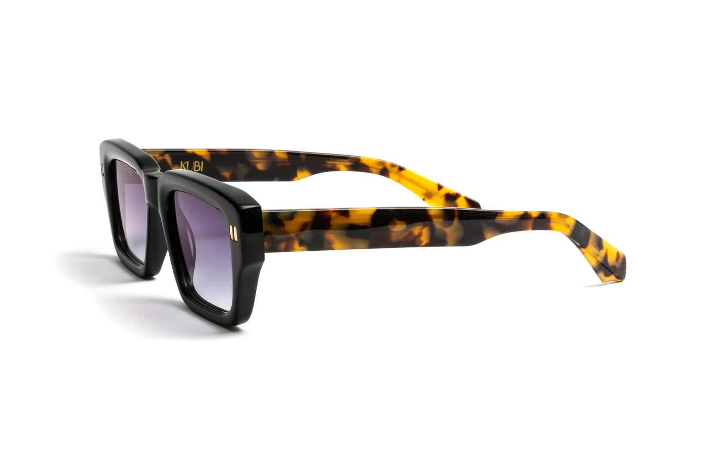 Kubi THE PLAYER Black + Havana Acetate / Gradient Grey Anti Glare Sunglasses