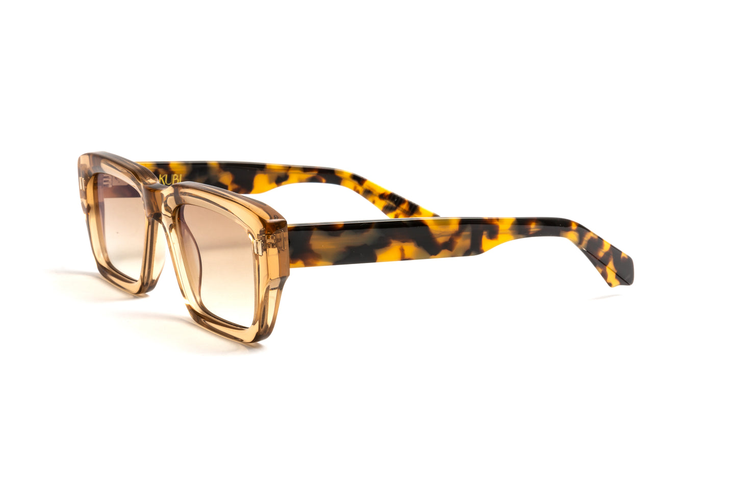 Kubi THE PLAYER Transparent Champagne Frame + Havana Acetate Temples / Gradient Brown Anti Glare Sunglasses