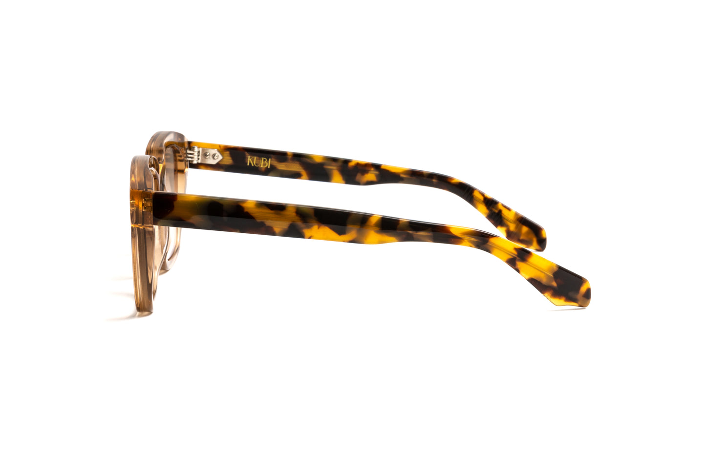 Kubi THE PRODUCER Transparent Champagne Frame + Havana Acetate Temples / Gradient Brown Anti Glare Sunglasses