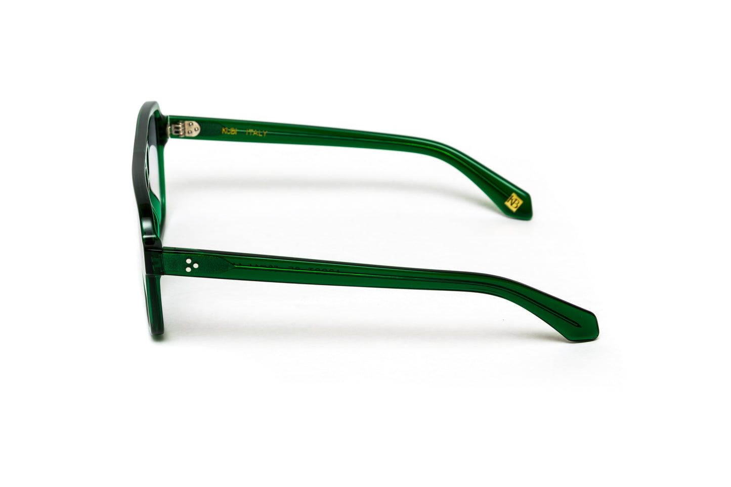side views men's green acetate aviator sunglasses with gradient gray anti reflective lenses