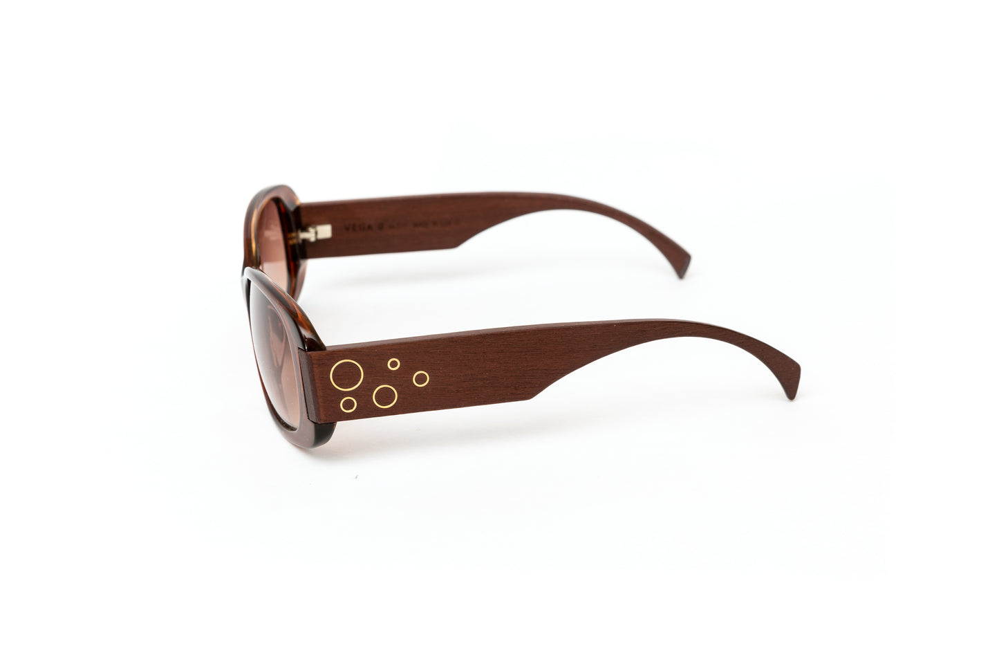 Vega // Unisex Brown Acetate and Cherry Wood Sunglasses // 18KT Gold