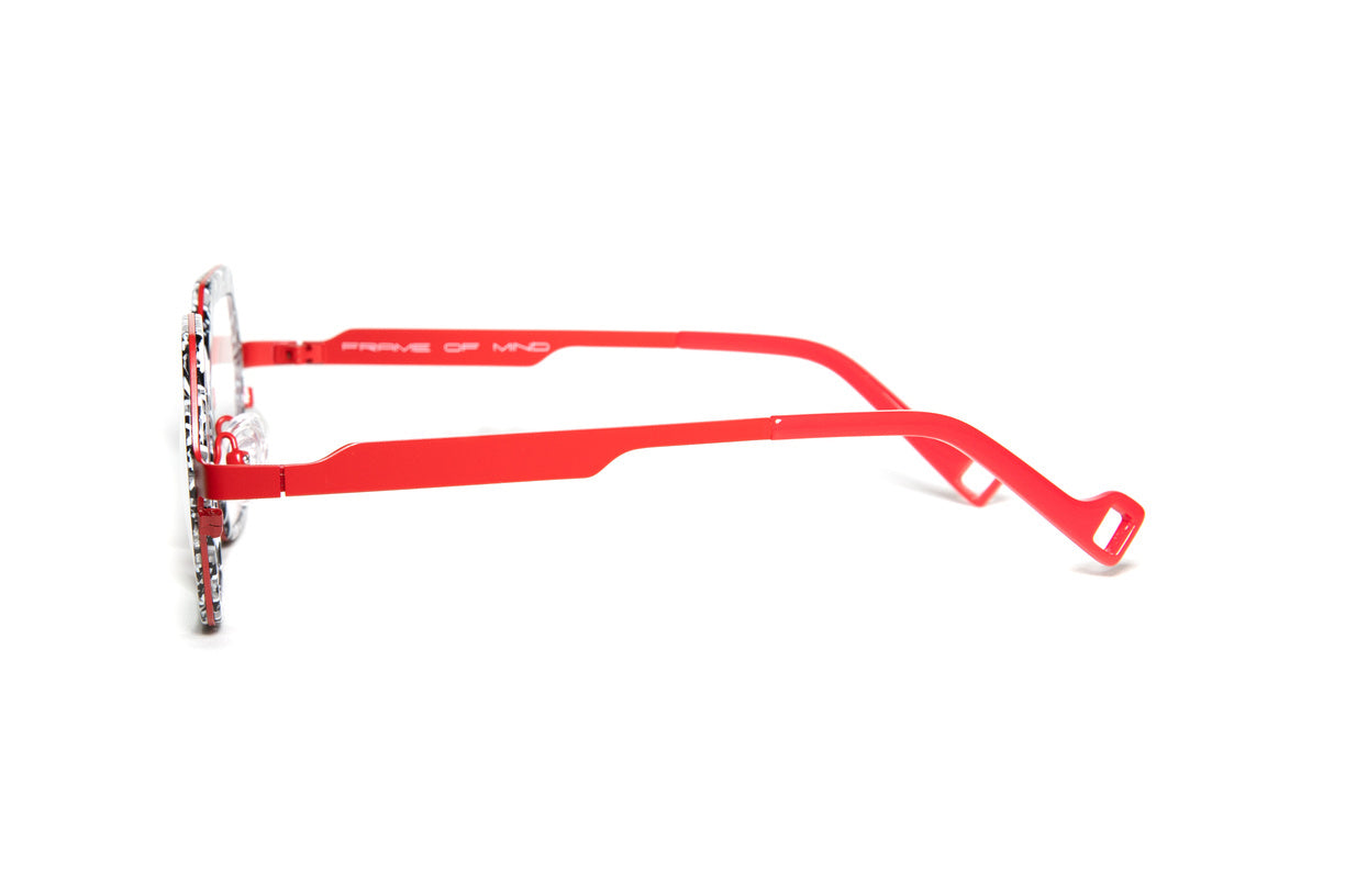 THE COLLINS Black White Marbled/ Red Optical Glasses