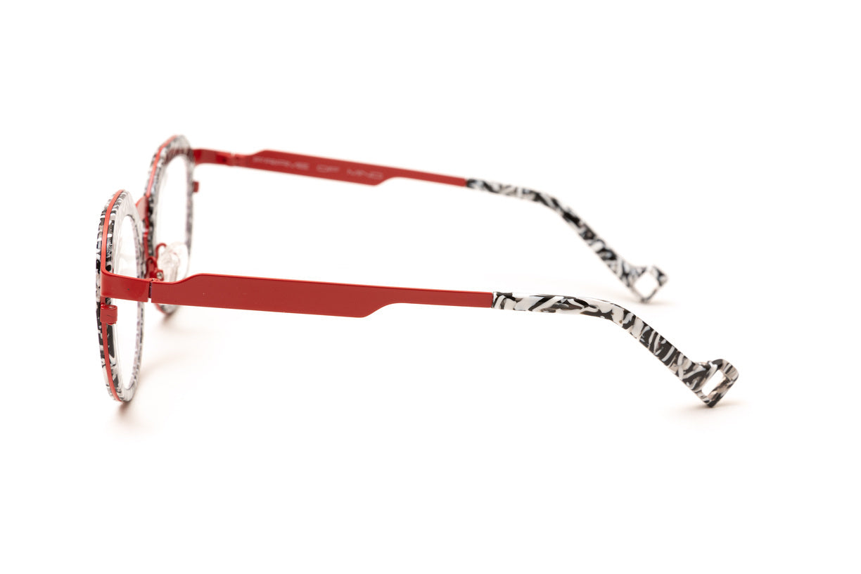 THE RESORT Black White Marbled/ Red Optical Glasses