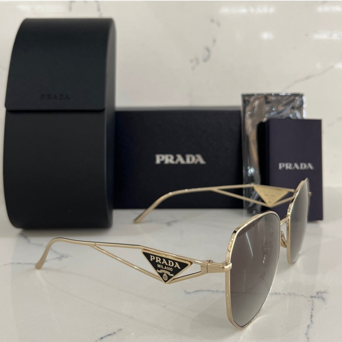 PRADA SPR 57Y Gold Metal Sunglasses