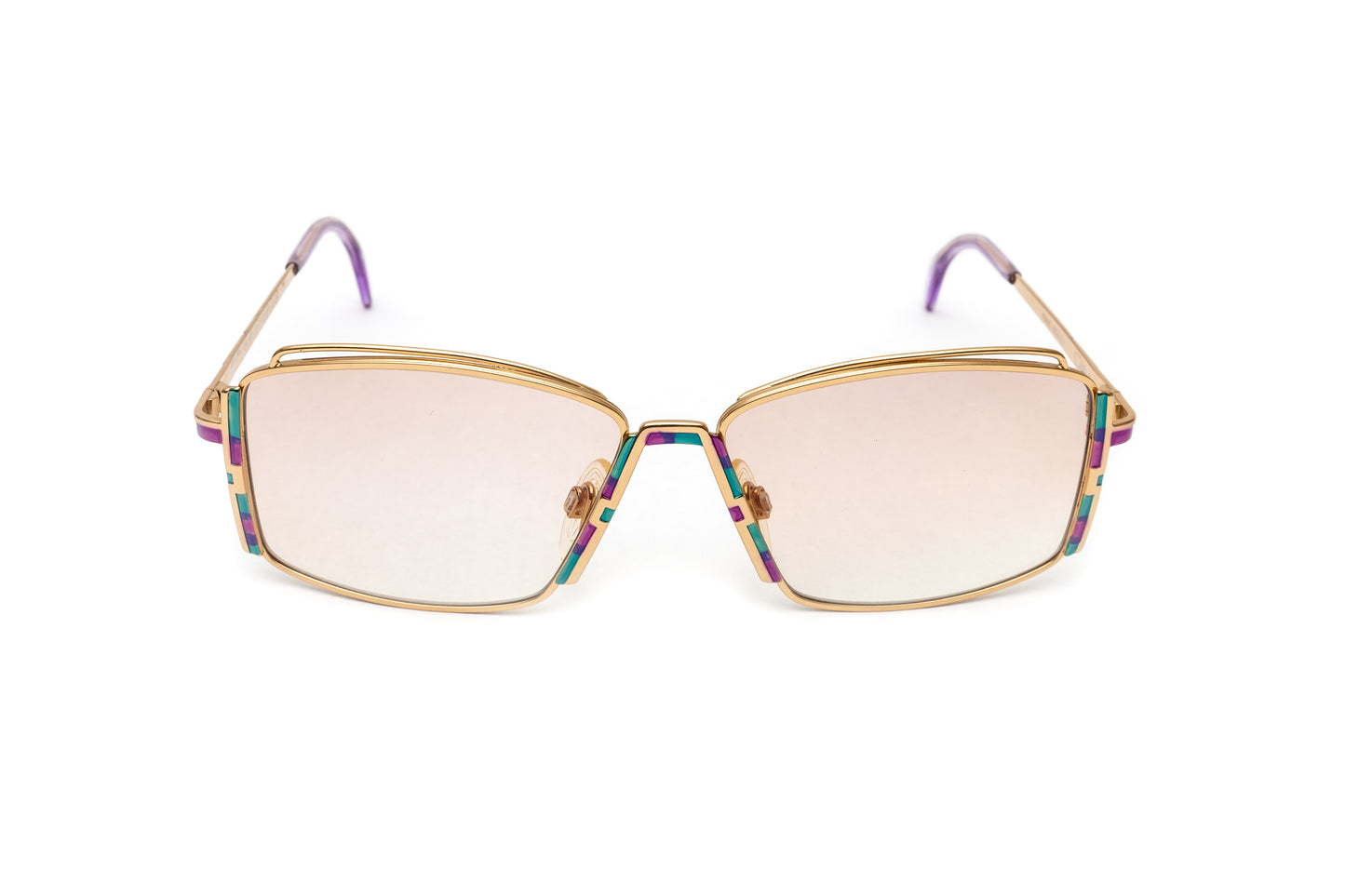 Vintage Cazal Gold, Purple & Green Metal Frames