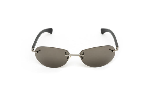 Men's Rimless Black Wood Sunglasses // Polarized Grey Lenses