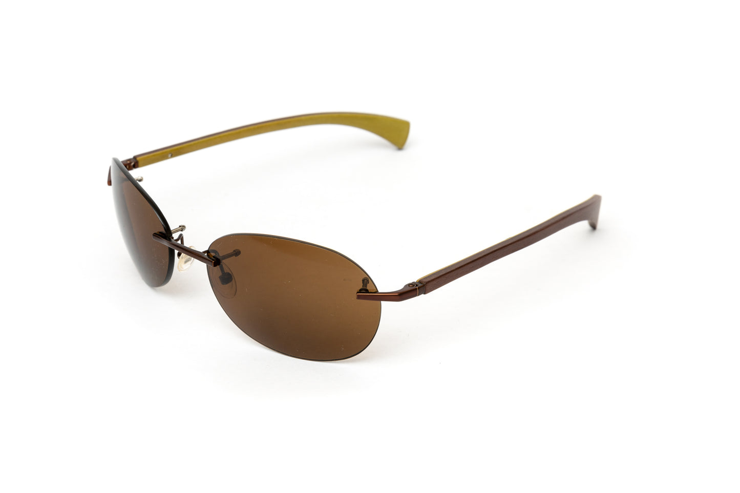 Men's Rimless Brown Wood Sunglasses // Polarized Brown Lenses