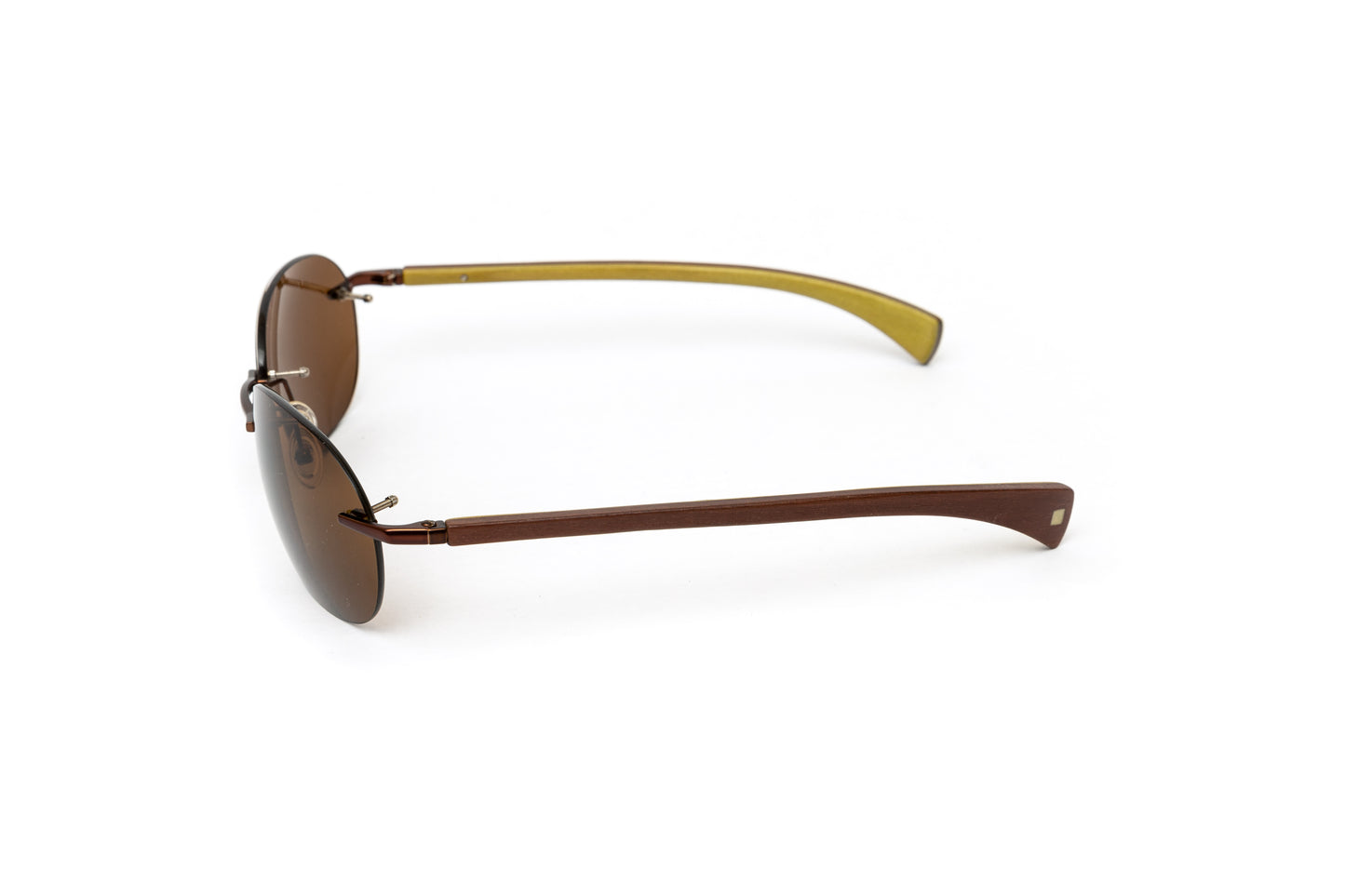 Men's Rimless Brown Wood Sunglasses // Polarized Brown Lenses