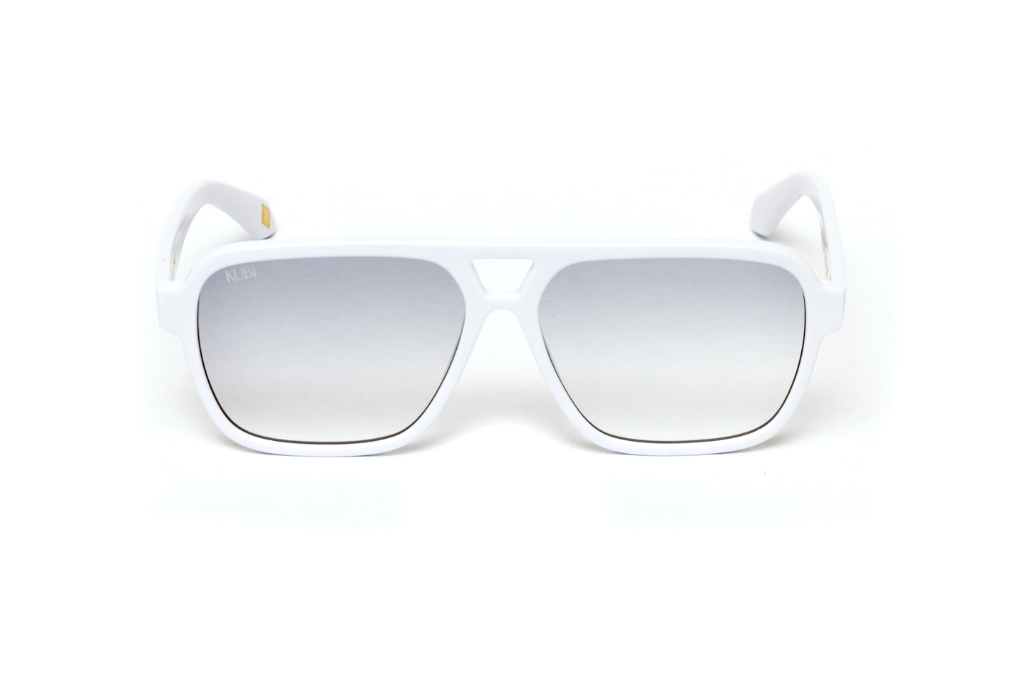 front view men's white acetate aviator sunglasses with gradient grey anti reflective lenses comparable to cutler and gross