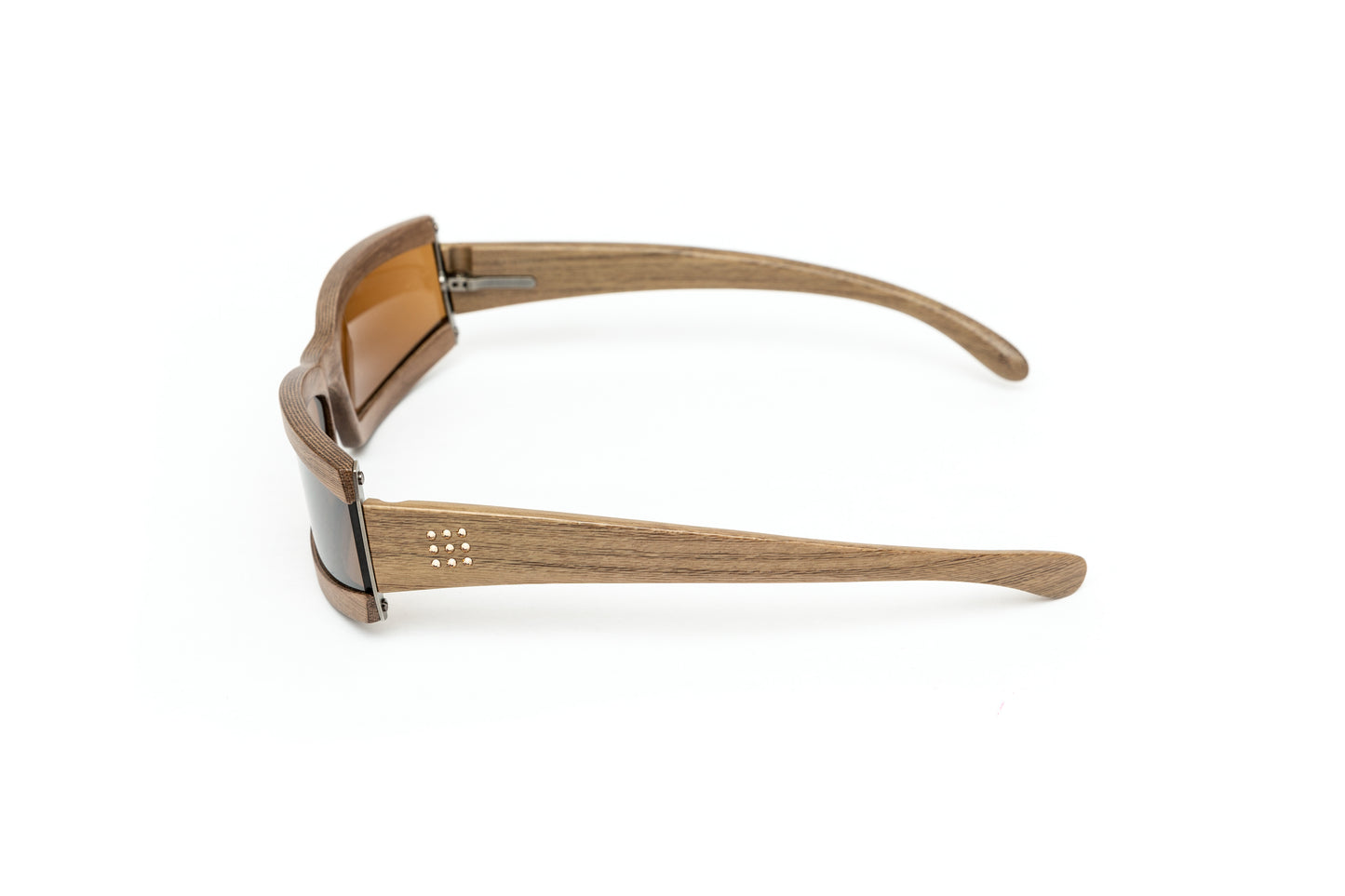 Unisex Brown Wood Shield Sunglasses // Swarovski Stones