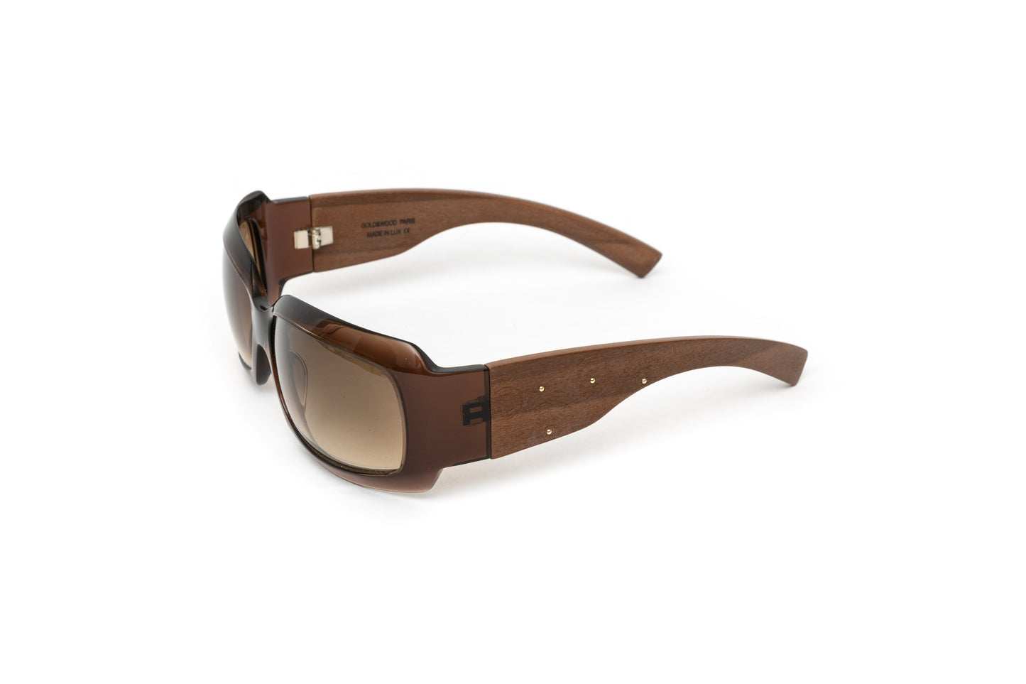 Thalie // Brown Acetate & Wood Shield Sunglasses