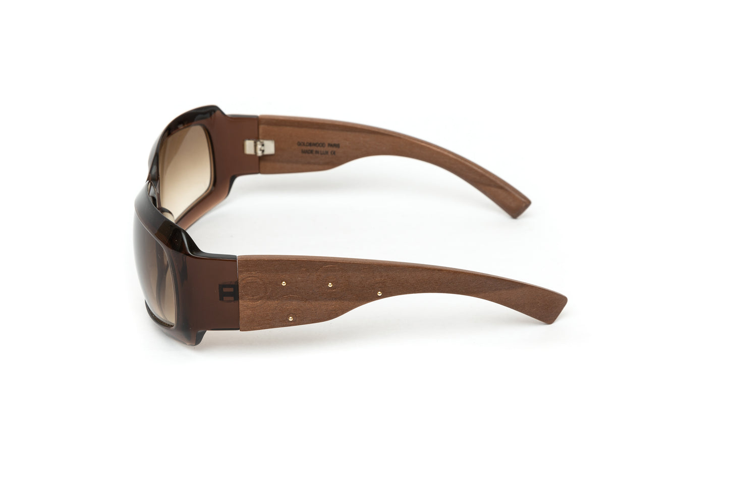 Thalie // Brown Acetate & Wood Shield Sunglasses