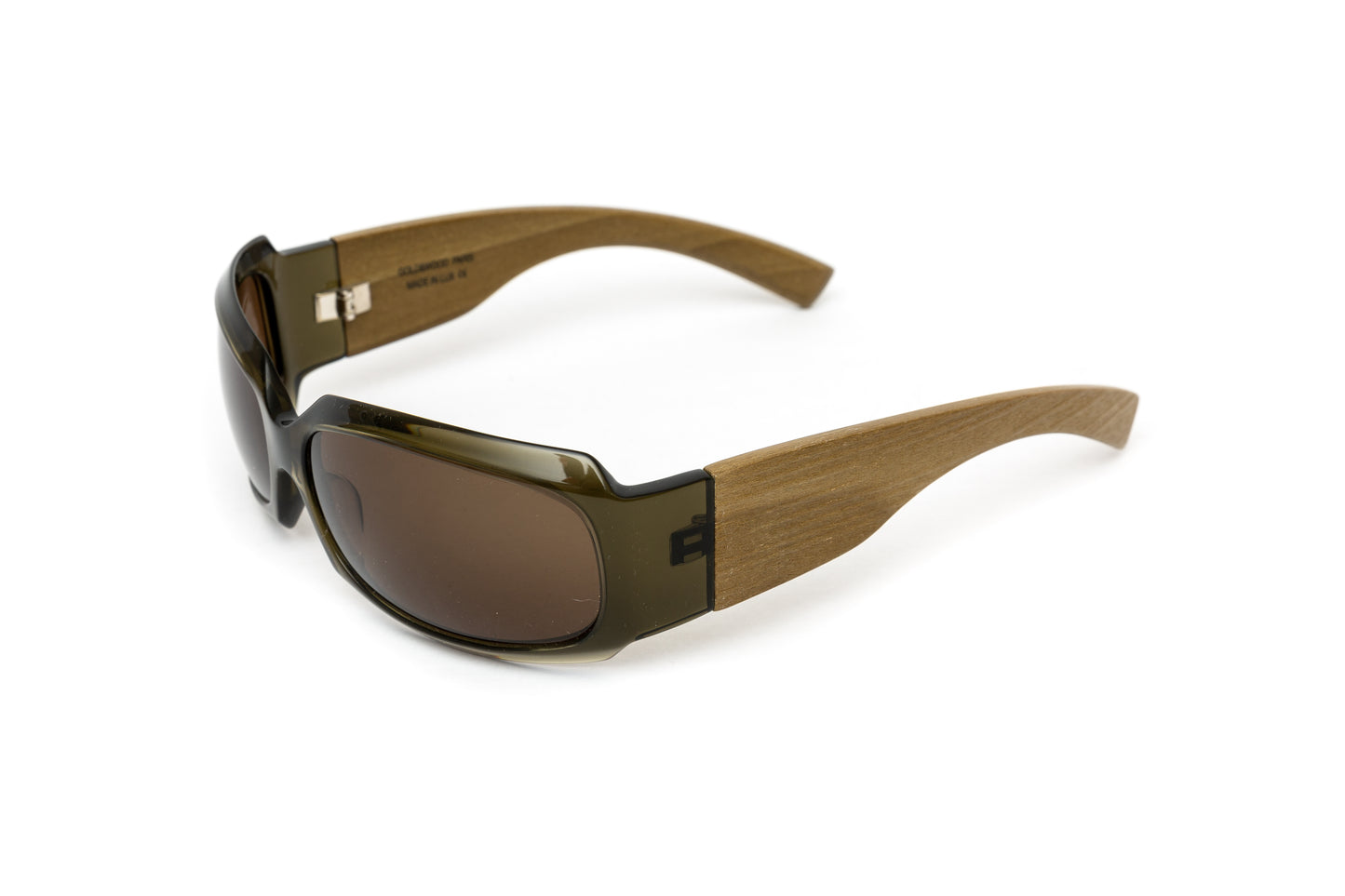 Uranie // Olive Green Acetate & Wood Shield Sunglasses