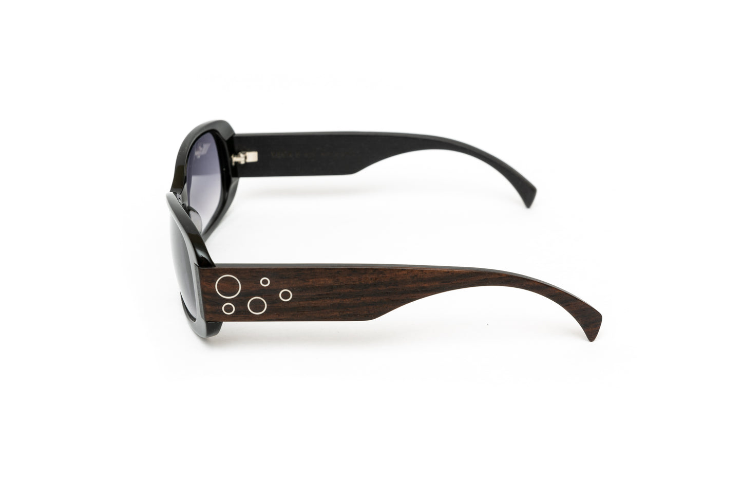 Vega // Unisex Black Acetate and Dark Wood Sunglasses // Silver