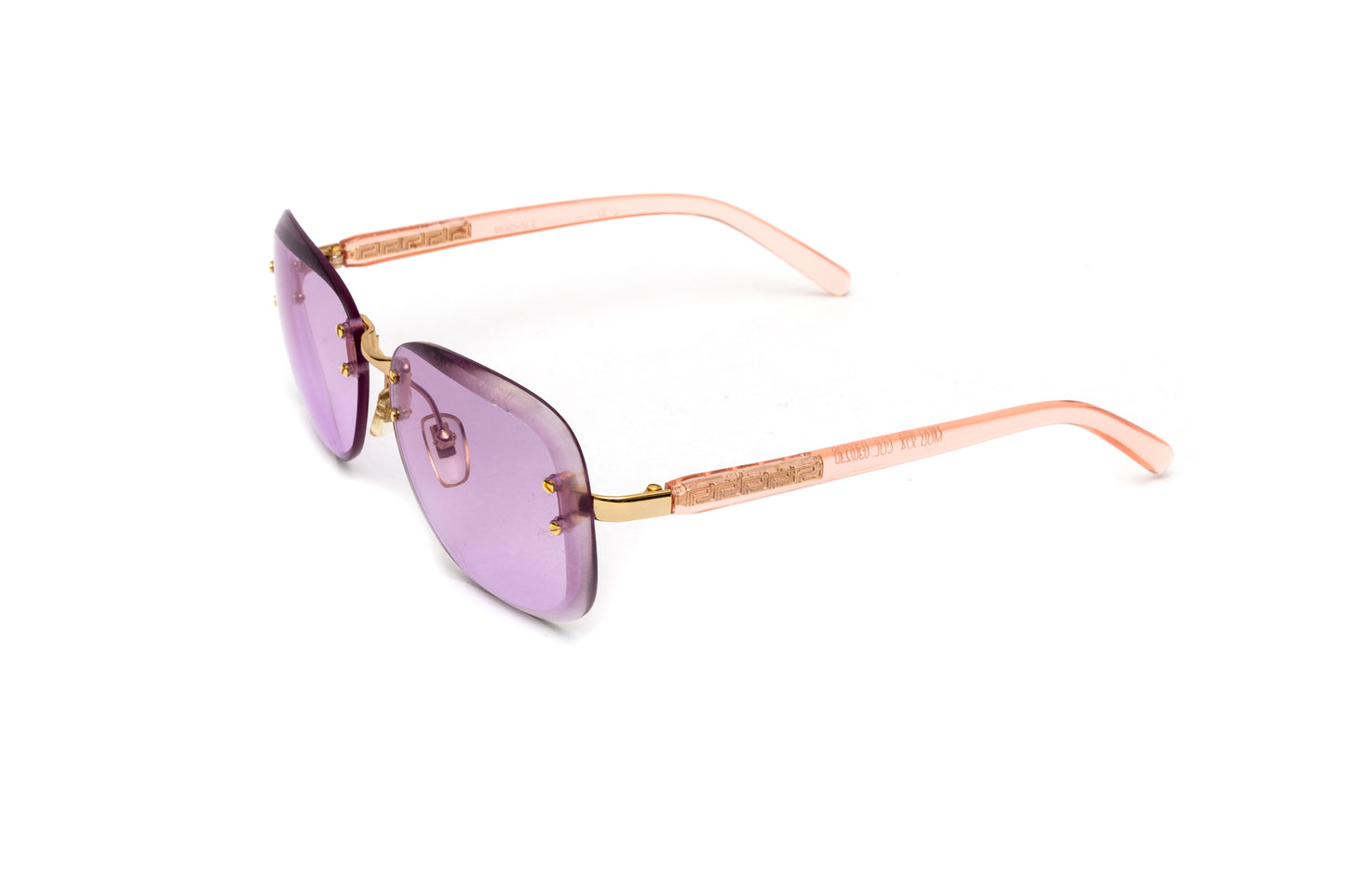 Vintage Gianni Versace Pink Rimless Sunglasses