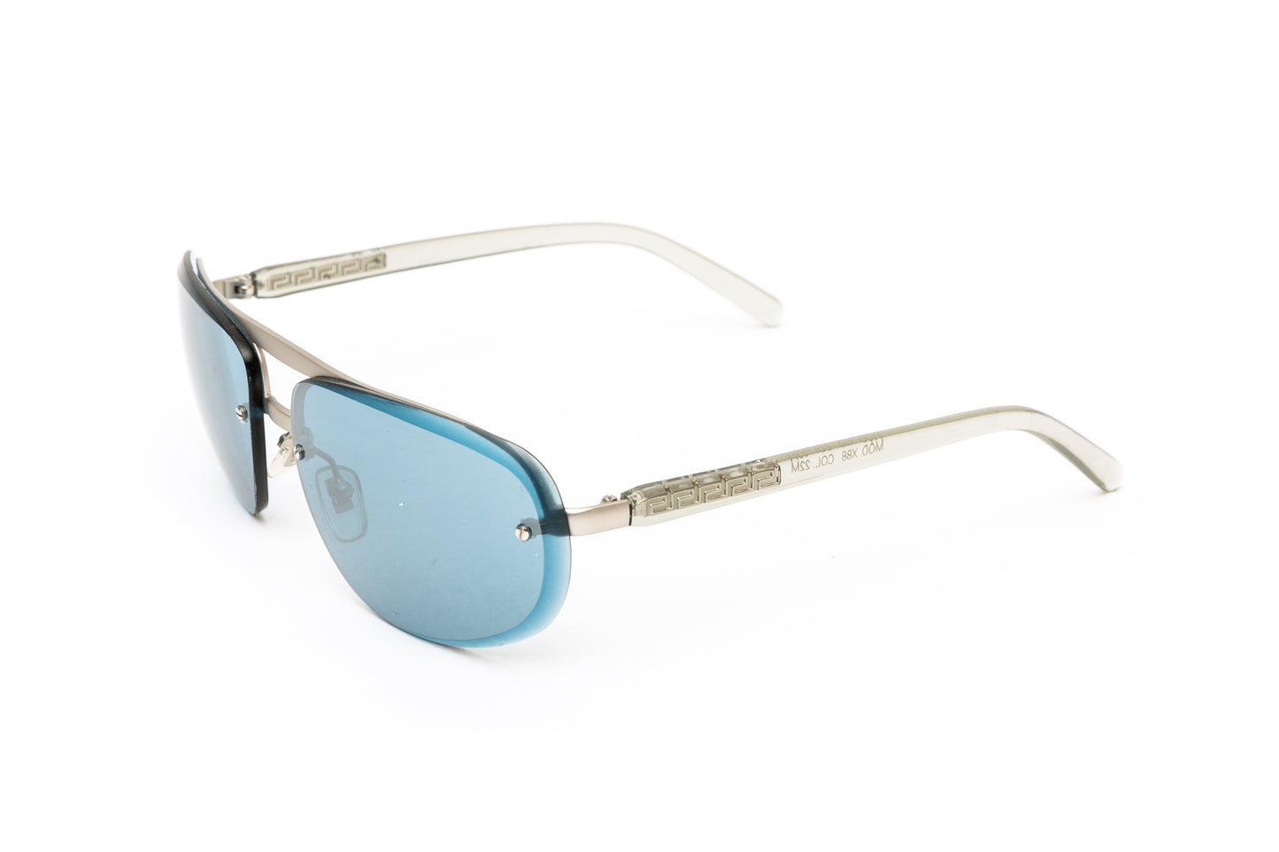 Vintage Gianni Versace Rimless Aviator Sunglasses // Teal