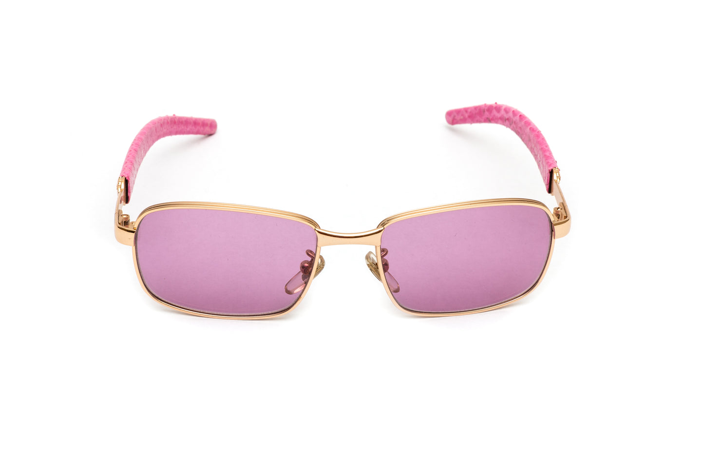 Vintage Gianni Versace Gold & Pink Leather Sunglasses