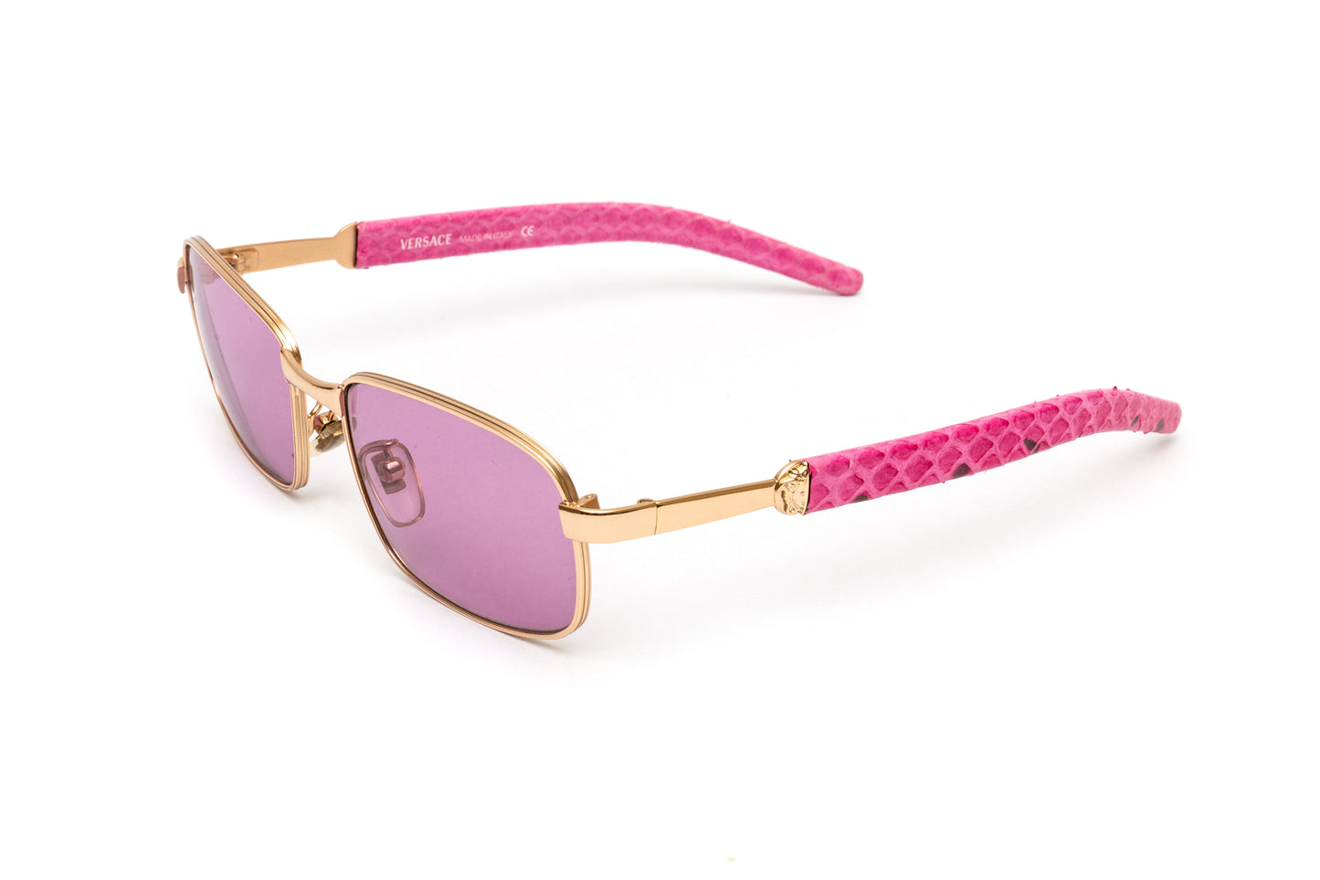 Vintage Gianni Versace Gold & Pink Leather Sunglasses