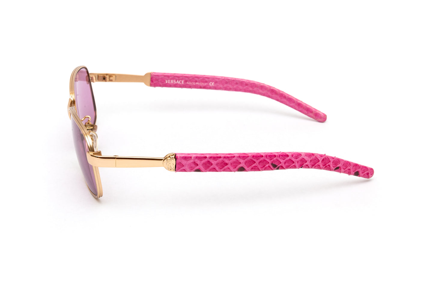 Vintage Gianni Versace Gold & Pink Leather Sunglasses