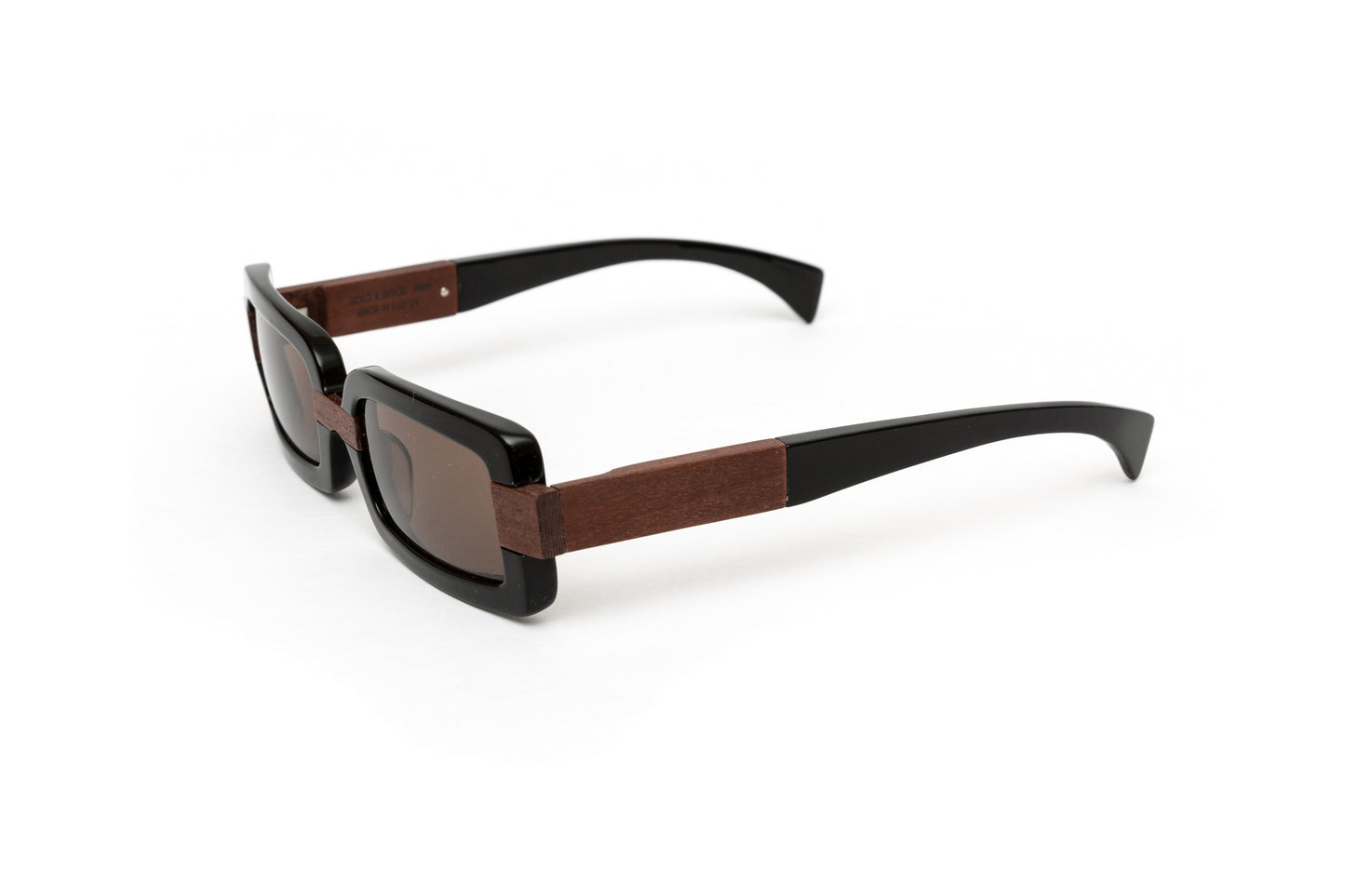 Zephyr // Unisex Black Acetate & Wood Sunglasses