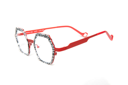 THE COLLINS Black White Marbled/ Red Reading Glasses