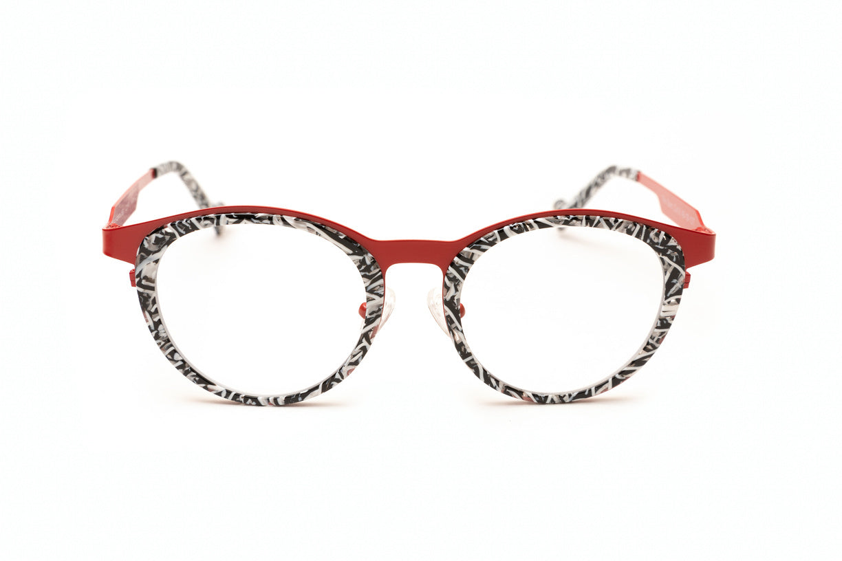 THE SAINT Black White Marbled/ Red Reading Glasses